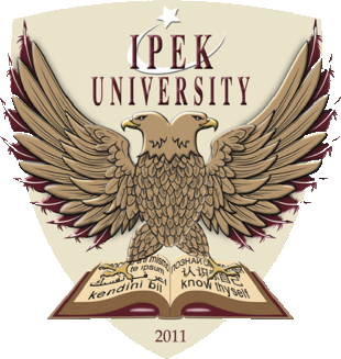 İpek University emblem: a double-headed eagle rising from a book.